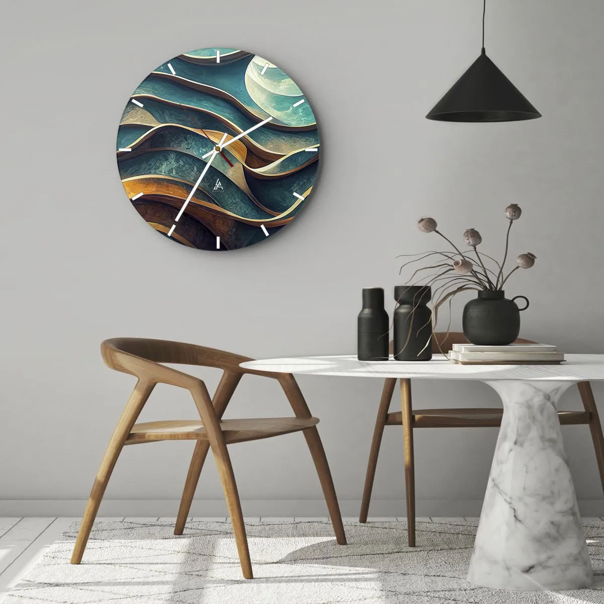 Wandklok - Klok - Meanders van blauw - 40x40 cm