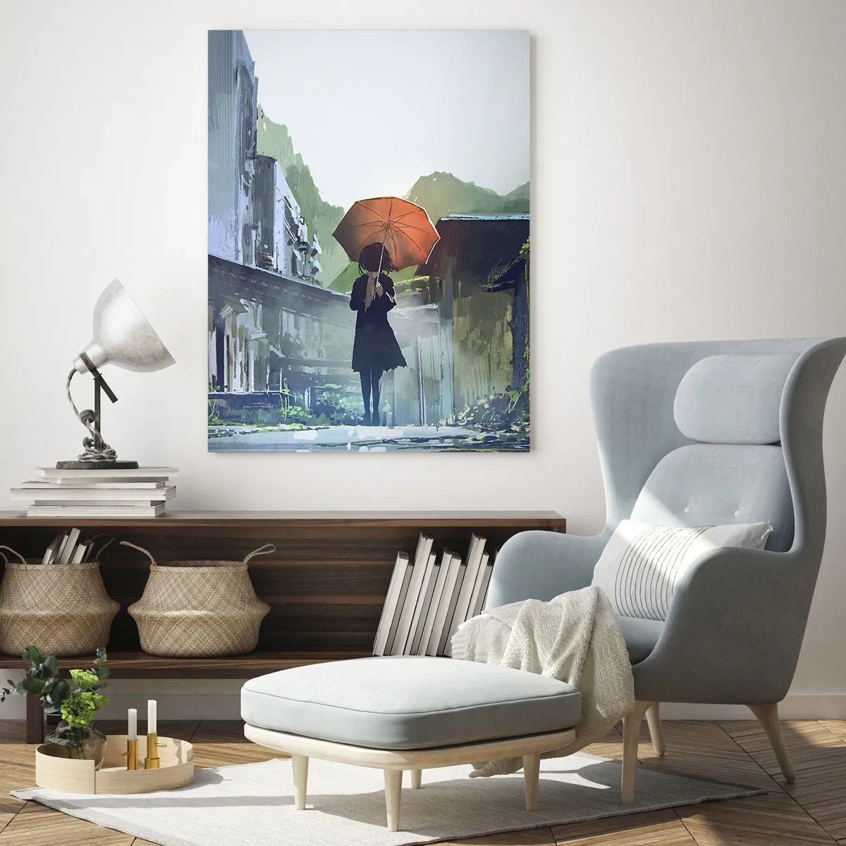 Schilderen op glas - Verkwikkende regen - 50x70 cm