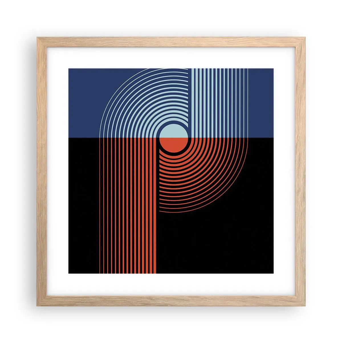 Een poster in een licht eiken lijst - In een geometrische omhelzing - 40x40 cm