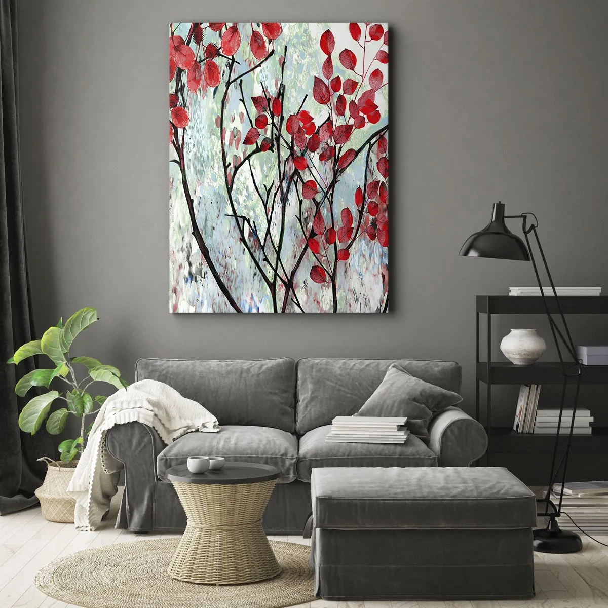 Schilderen op canvas - Boom in scharlaken - 50x70 cm