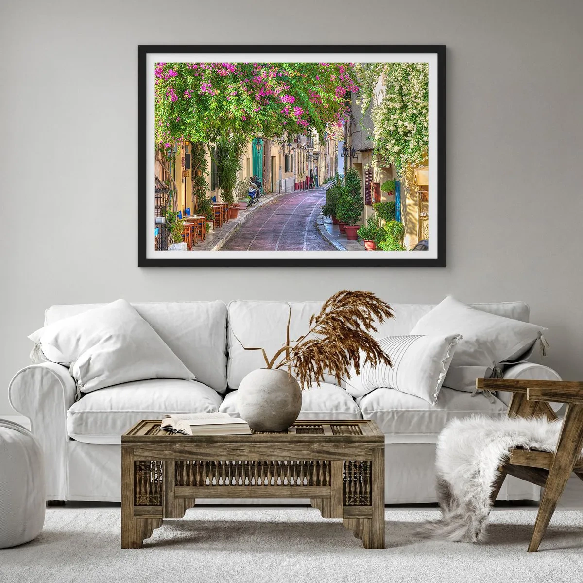 Poster in een zwarte lijst - Bloeiende steeg - 40x30 cm