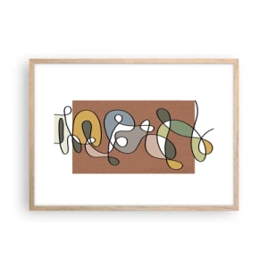 Een poster in een licht eiken lijst - Abstractie die het glimlachen waard is - 70x50 cm