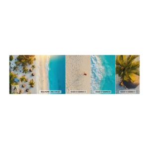 Fotobehang Monster Premium Sand - Welkom in het paradijs - Strand, palmbomen, Exotisme - 100x30 cm