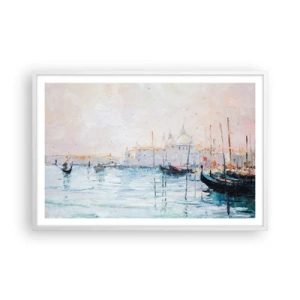 Poster in een witte lijst - Achter het water, achter de mist - 91x61 cm
