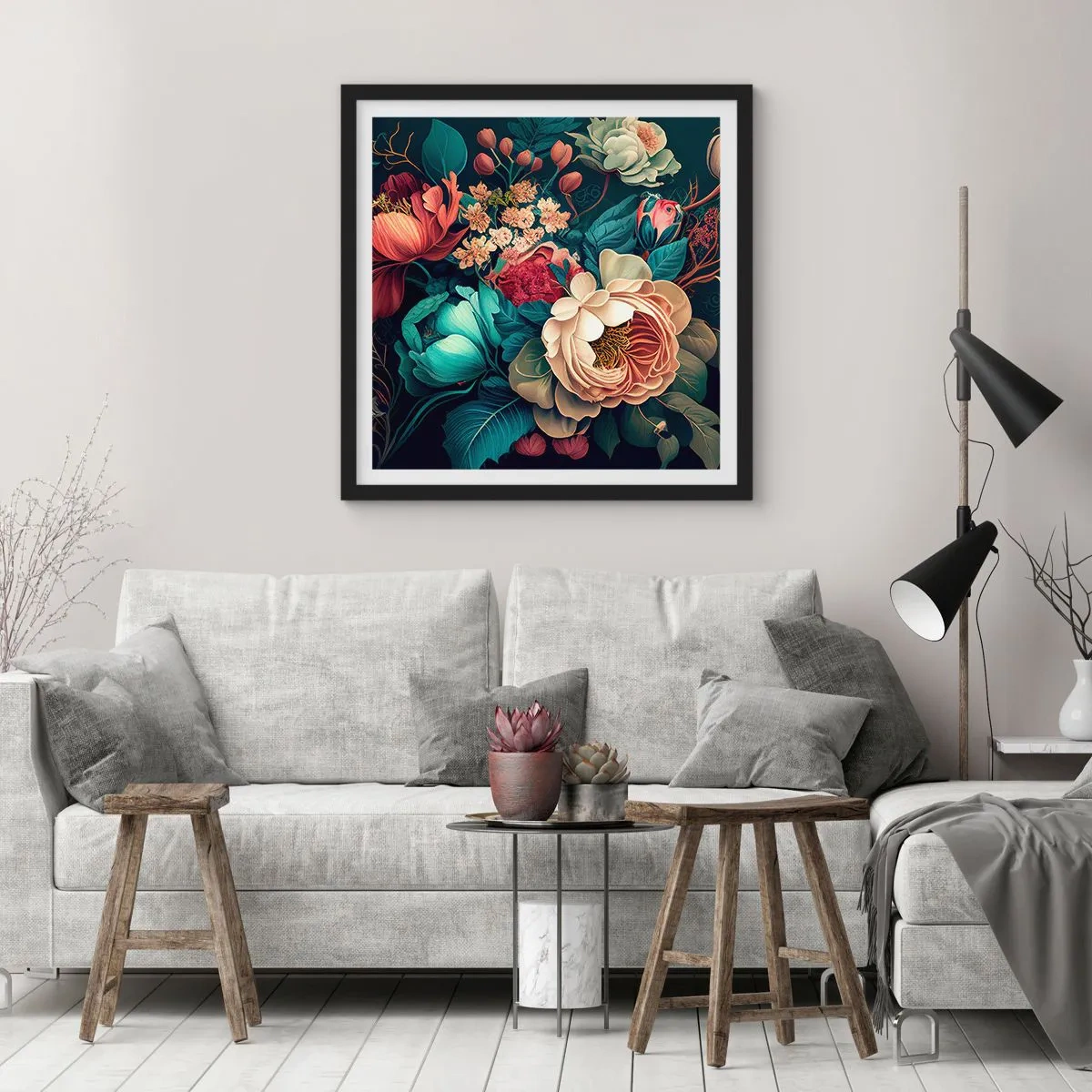 Poster in een zwarte lijst - 19e-eeuwse charme - 30x30 cm