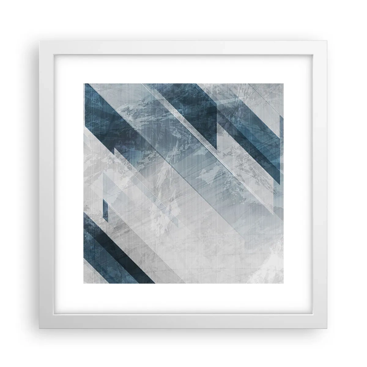 Poster in een witte lijst - Ruimtelijke compositie - grijze beweging - 30x30 cm