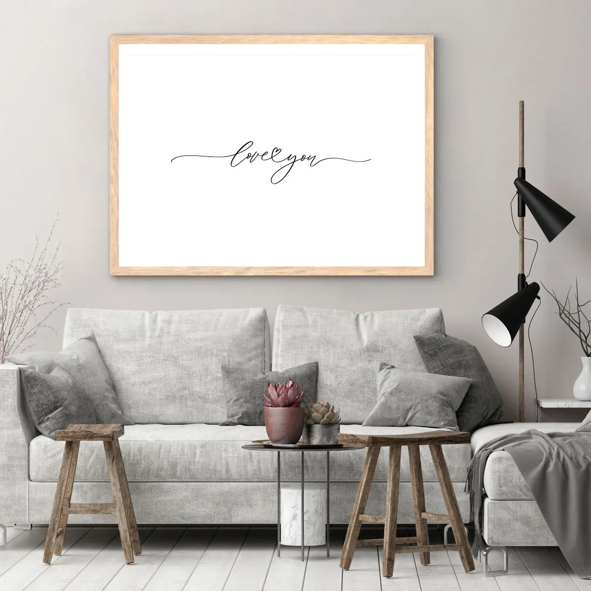 Een poster in een licht eiken lijst - Zwart op wit - 50x40 cm