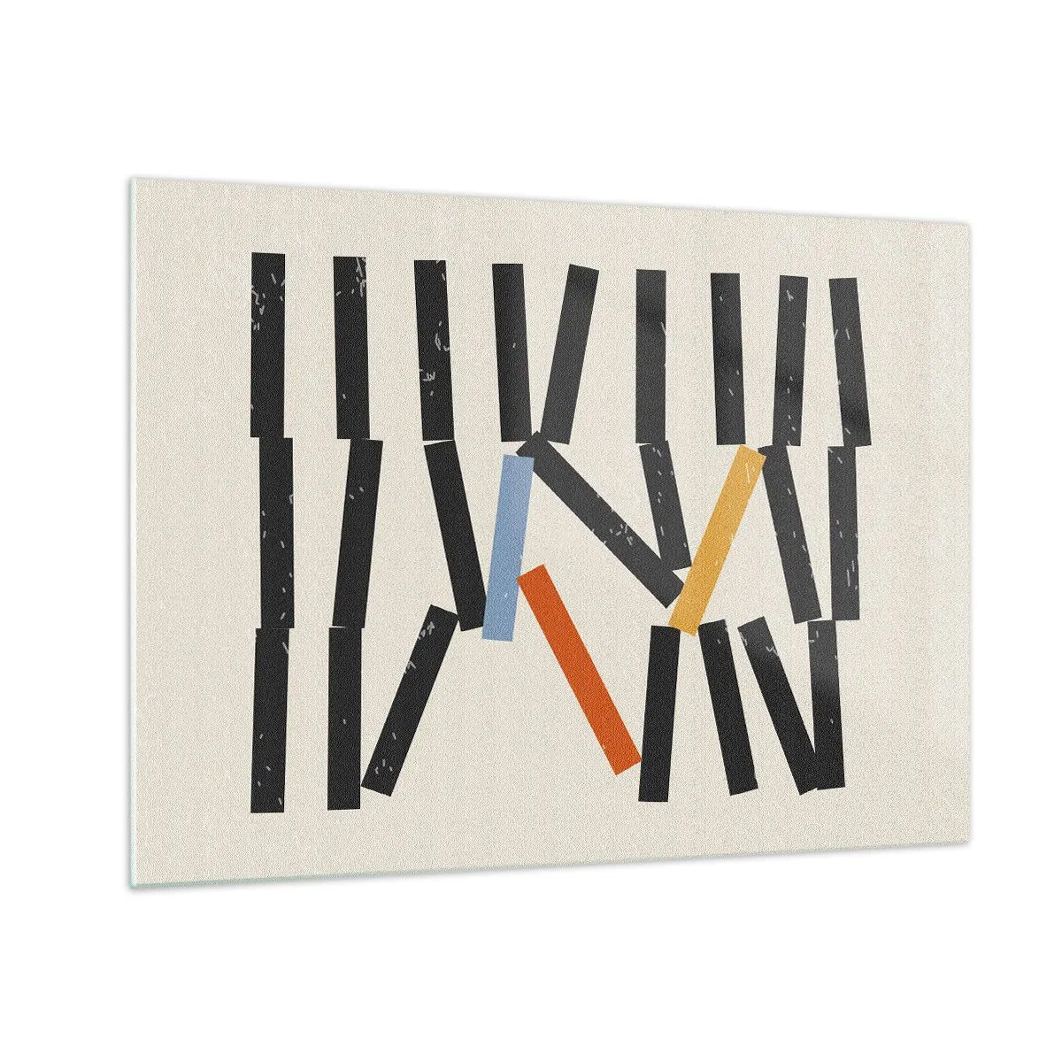 Schilderen op glas - Een grafische compositie in de vorm van dominostenen met kleuraccenten. - 70x50cm - Domino – compositie - Moderne wanddecoratie voor woonkamer en slaapkamer ARTTOR
