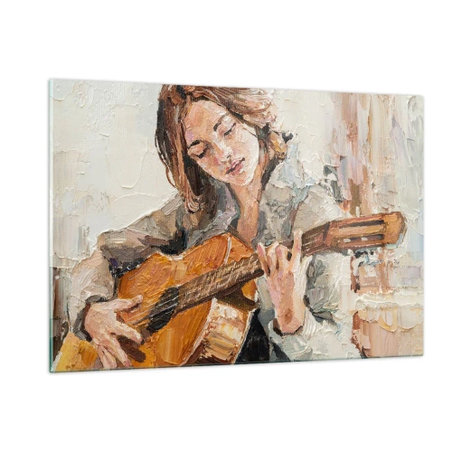 Schilderen op glas - Concerto voor gitaar en een meisjeshart - 120x80 cm
