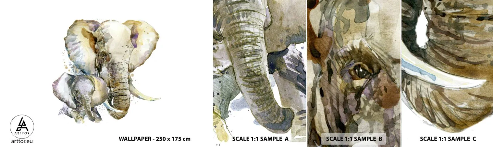 Fotobehang Staaltje Standard Eco - Er gaat niets boven mama - Dieren, Olifant, Grafisch - 100x30 cm