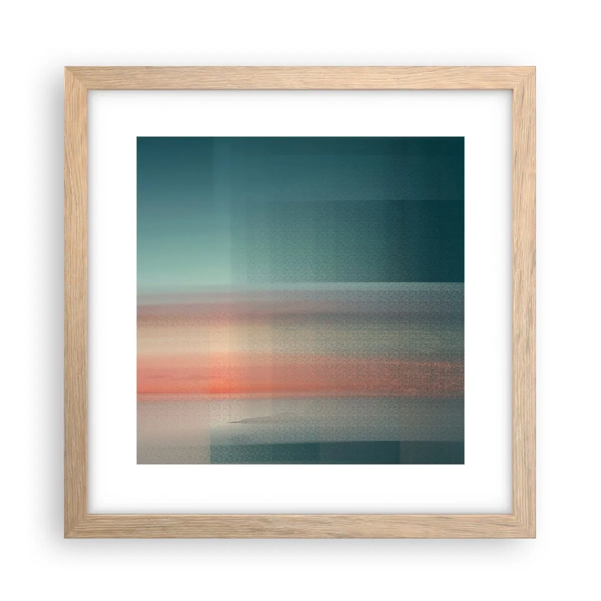 Een poster in een licht eiken lijst - Abstractie: golven van licht - 30x30 cm