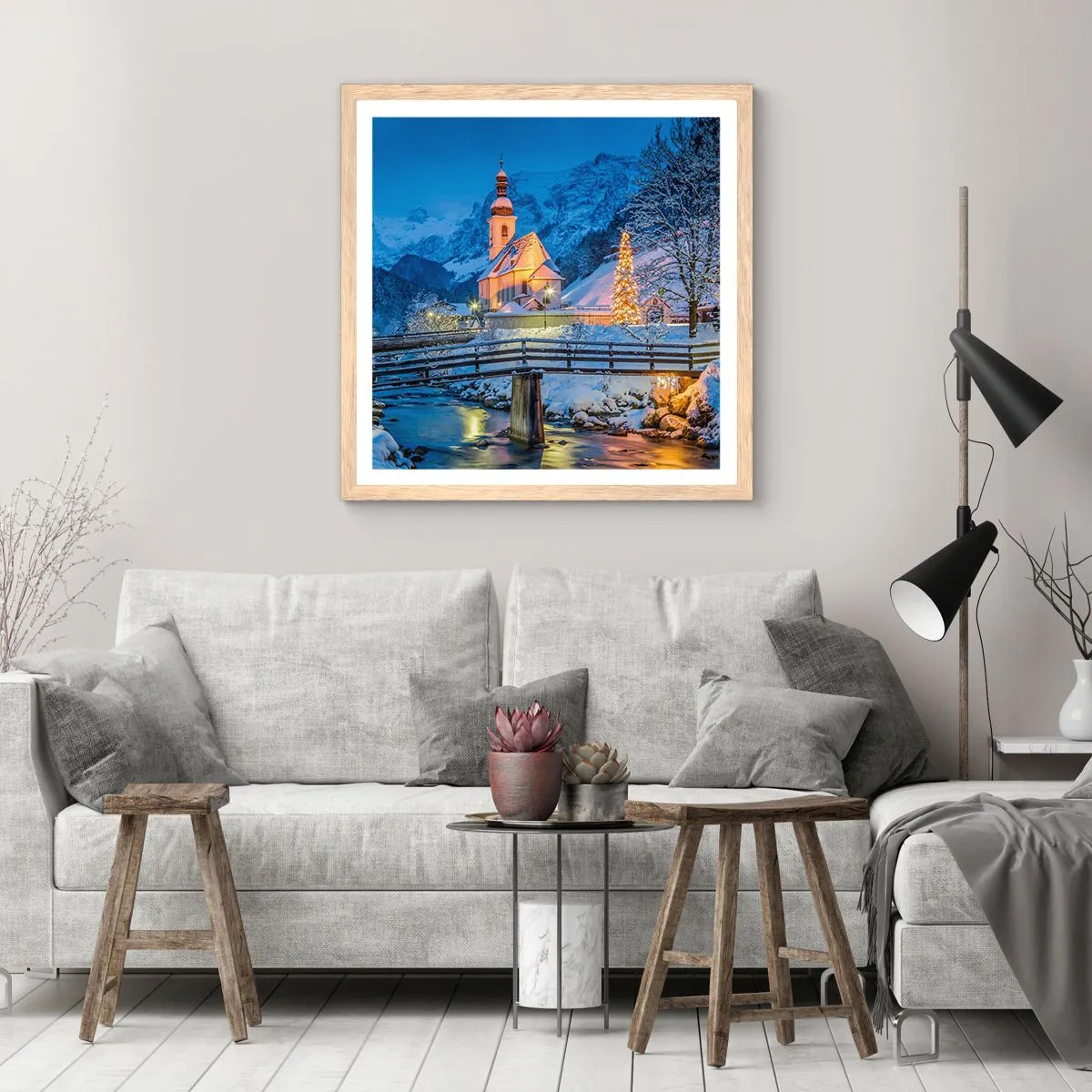 Een poster in een licht eiken lijst - Kerstgeest - 30x30 cm