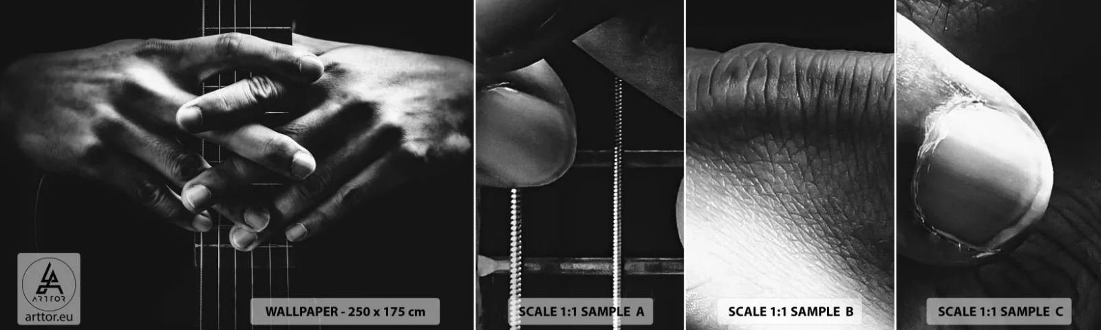 Fotobehang Monster Zelfklevend Deluxe Sticker - Gebed van de kunstenaar - Gitarist, Musicus, Gitaar - 100x30 cm