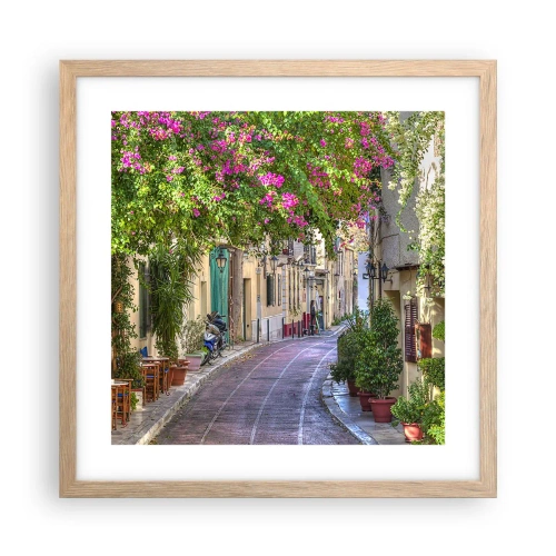 Een poster in een licht eiken lijst - Bloeiende steeg - 40x40 cm
