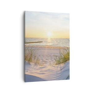 Schilderen op canvas - Het geluid van de zee, het zingen van vogels, een wild strand tussen het gras... - 50x70 cm