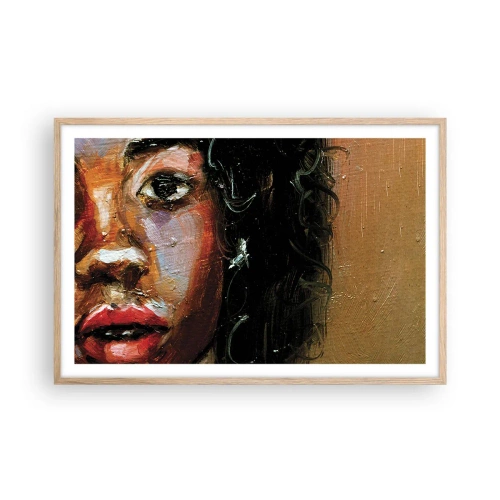 Een poster in een licht eiken lijst - Zwart en gloed - 91x61 cm