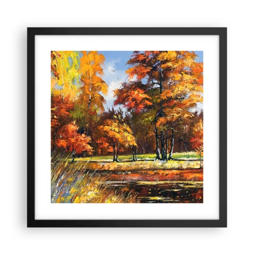 Poster in een zwarte lijst - Landschap in goud en brons - 40x40 cm