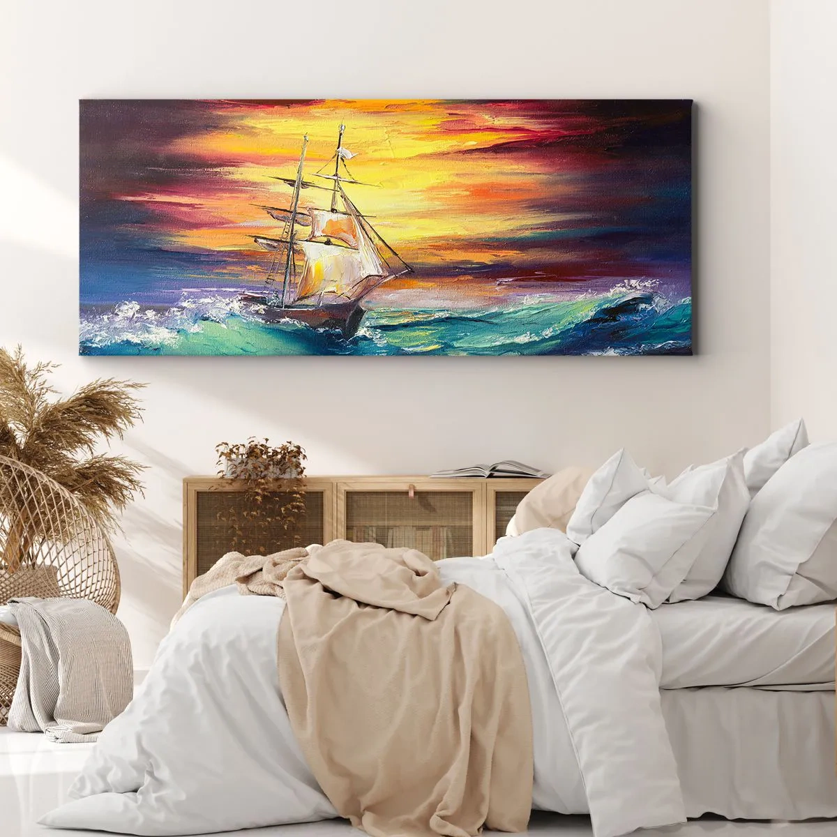 Schilderen op canvas - Dapper onder de golven - 100x40 cm