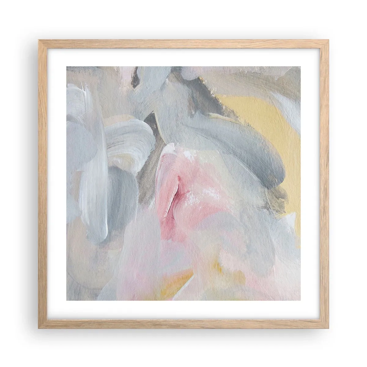 Een poster in een licht eiken lijst - In een pastelkleurige wereld - 50x50 cm