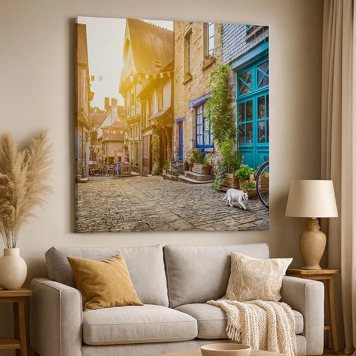 Schilderen op canvas - De witte geest van het stadje - 30x30 cm