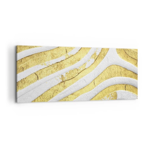 Schilderen op canvas - Compositie in wit en goud - 100x40 cm