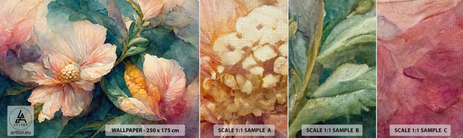 Fotobehang Monster Premium Canvas - Gewoon subtiliteit - Bloemen, Klassiek, Deel - 100x30 cm