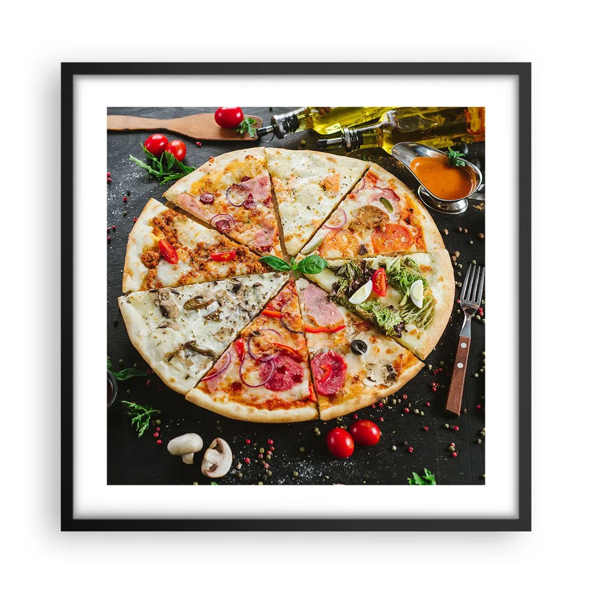 Poster in een zwarte lijst - Een scala aan smaken - 50x50 cm