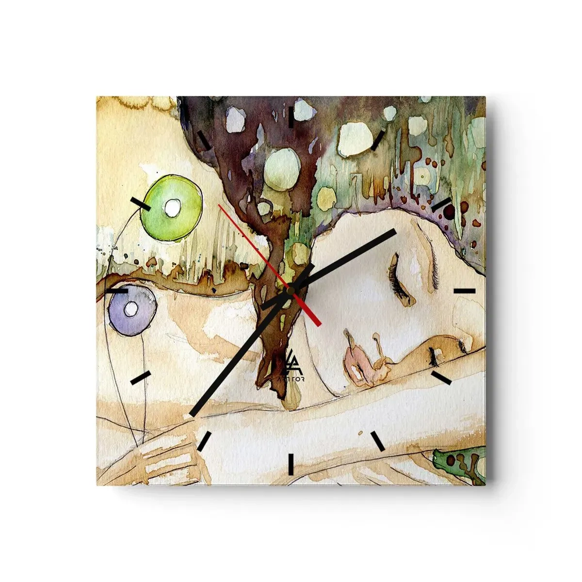 Wandklok - Klok - Een smaragd-violette droom - 30x30 cm