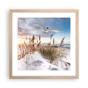 Een poster in een licht eiken lijst - Wind uit zee - 40x40 cm