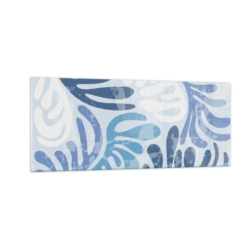 Schilderen op glas - Blauwe varens - 100x40 cm