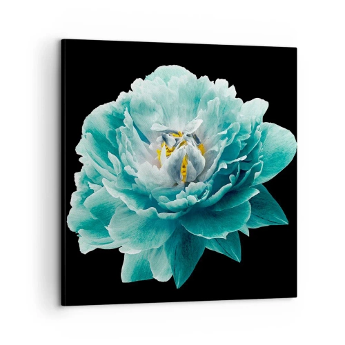Schilderen op canvas - Blauwe en gouden bloemblaadjes - 60x60 cm