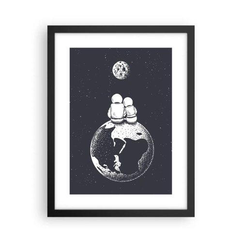 Poster in een zwarte lijst - Een kosmisch love story - 30x40 cm