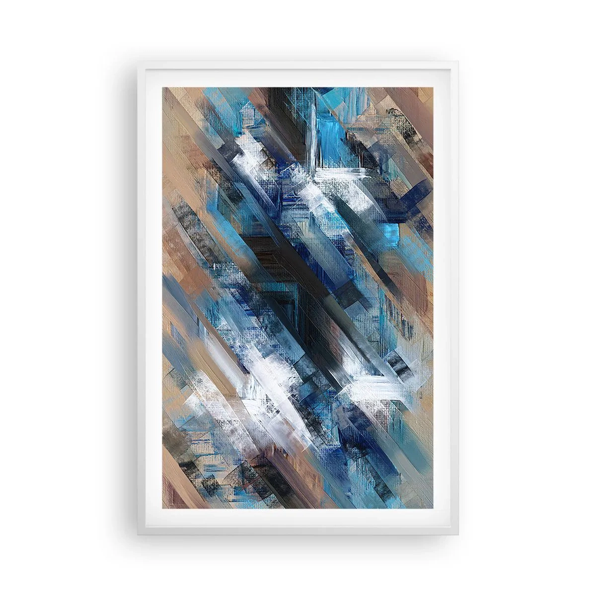 Poster in een witte lijst - Op een blauwe diagonaal - 61x91 cm