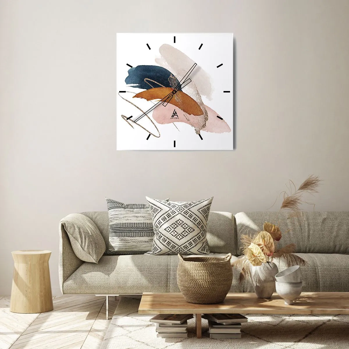 Wandklok - Klok - Gevleugelde compositie - 30x30 cm