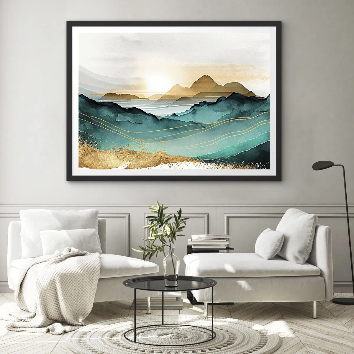 Poster in een zwarte lijst - Op de rand van abstractie – landschap - 70x50 cm