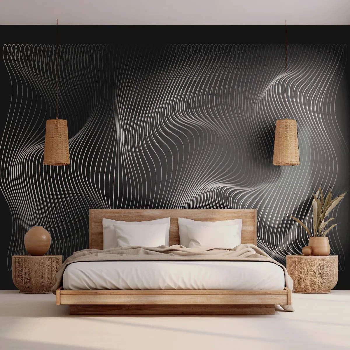 Zelfklevend Fotobehang Deluxe Sticker - Dans van licht in de ruimte - 3D, Lijnen, Modern - 350x256 cm