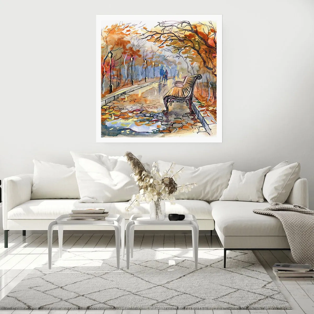 Poster - Samen wandelen in de herfst - 30x30 cm