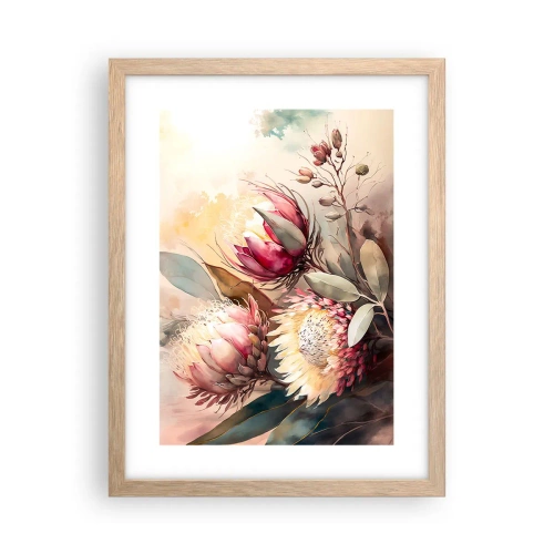 Een poster in een licht eiken lijst - In profiel en en face - 30x40 cm