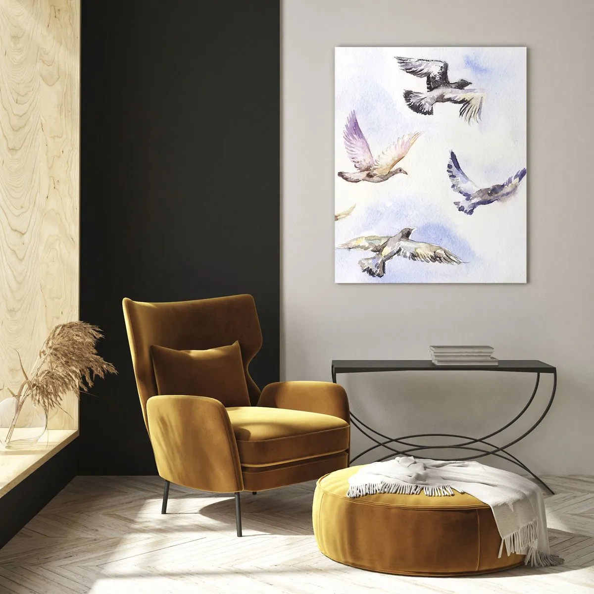 Schilderen op glas - Vrijheid in grijs en blauw - 70x100 cm