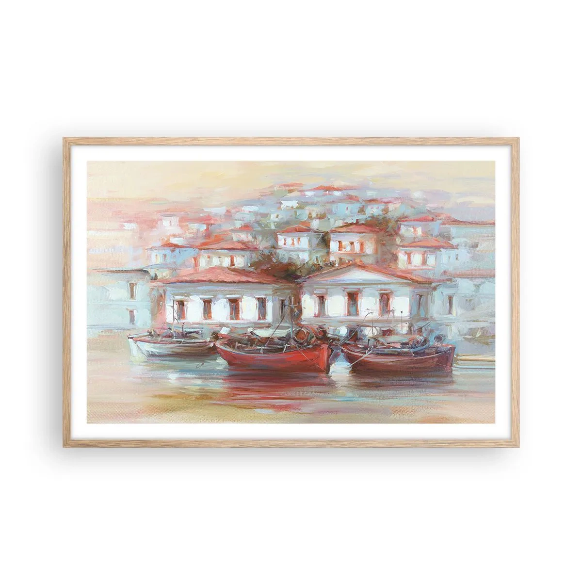 Een poster in een licht eiken lijst - Gelukkige stad - 91x61 cm