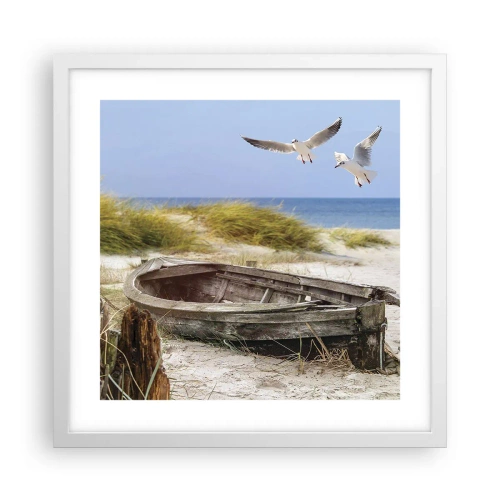 Poster in een witte lijst - Badend in de wind - 40x40 cm