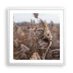 Poster in een witte lijst - Tijd om met de wind mee te gaan - 50x50 cm