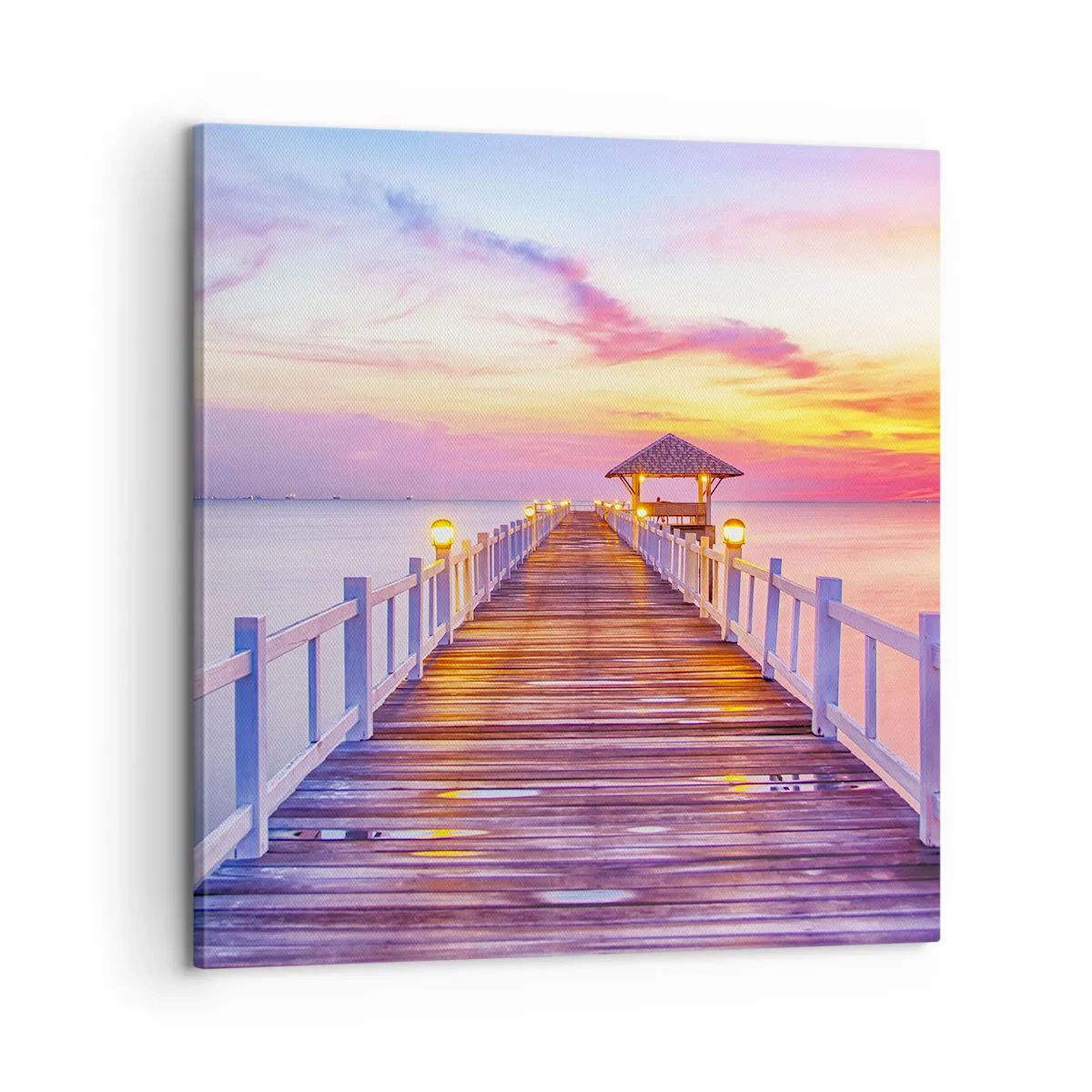 Schilderen op canvas - De lila-gouden stilte van de avond - 60x60 cm