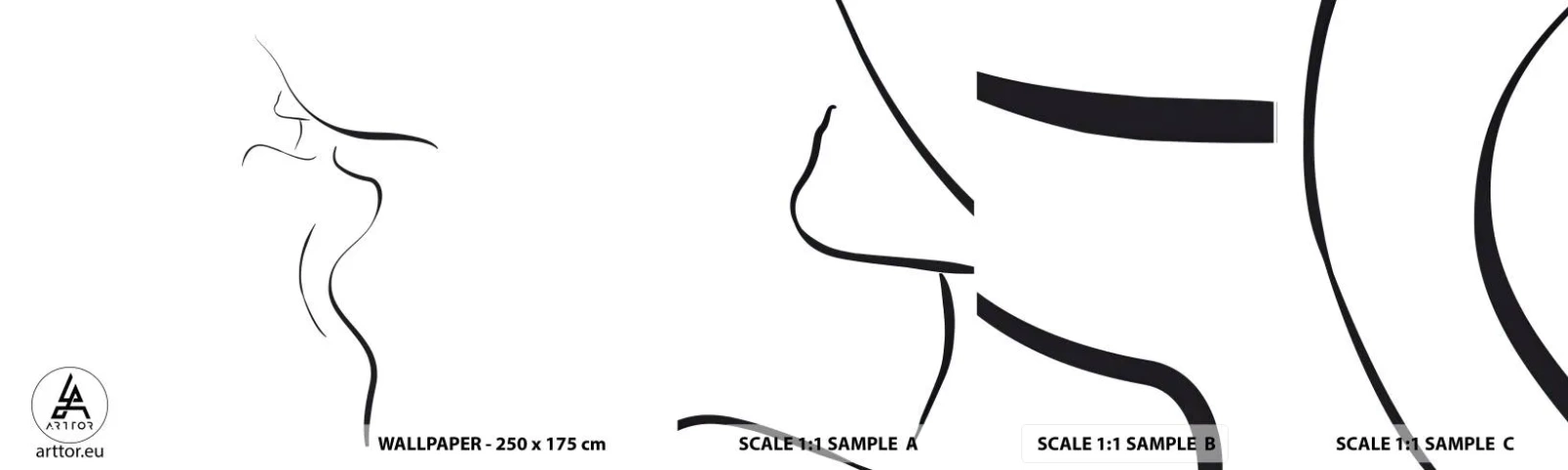 Fotobehang Monster Zelfklevend Deluxe Sticker - Ongrijpbaar als een golf - Abstractie, Vrouwenlichaam, Vrouw In Een Hoed - 100x30 cm