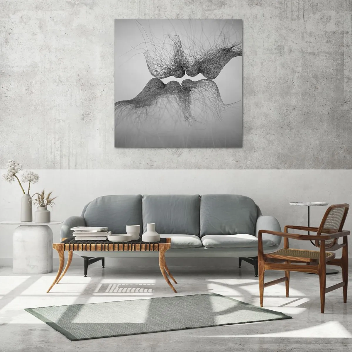 Schilderen op glas - Kus van de wind - 70x70 cm