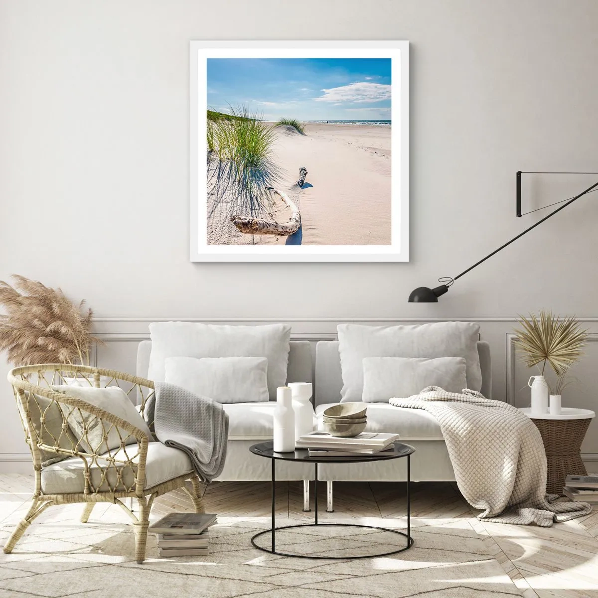Poster in een witte lijst - De mooiste zandstrand? Oostzee-strand - 60x60 cm