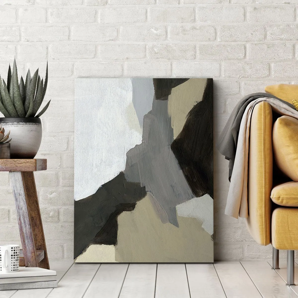 Schilderen op canvas - Abstractie: het kruispunt van grijs - 50x70 cm