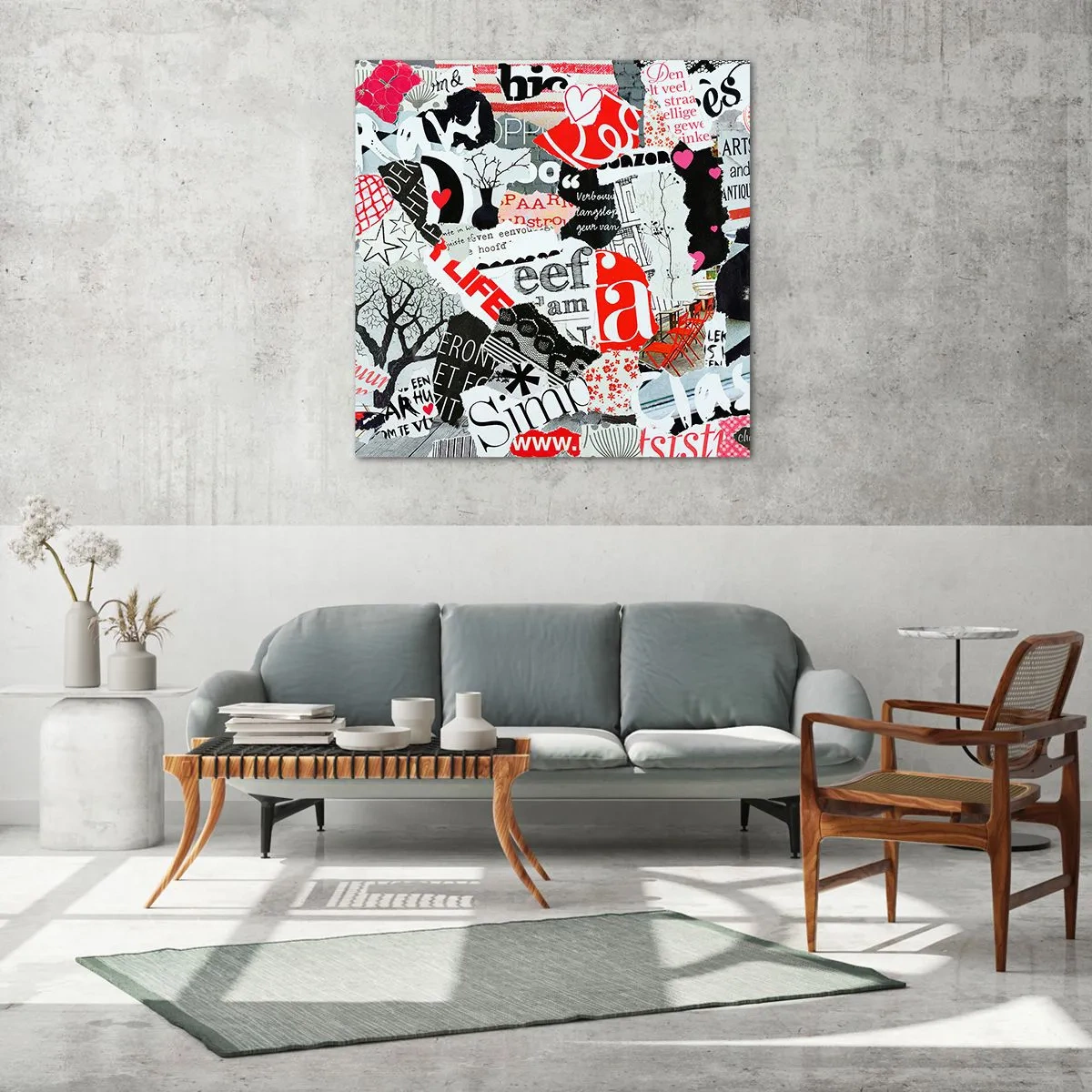 Schilderen op glas - Hipster-collage - 60x60 cm