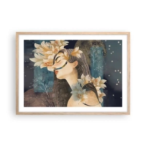 Een poster in een licht eiken lijst - Een sprookje over een prinses met lelies - 70x50 cm