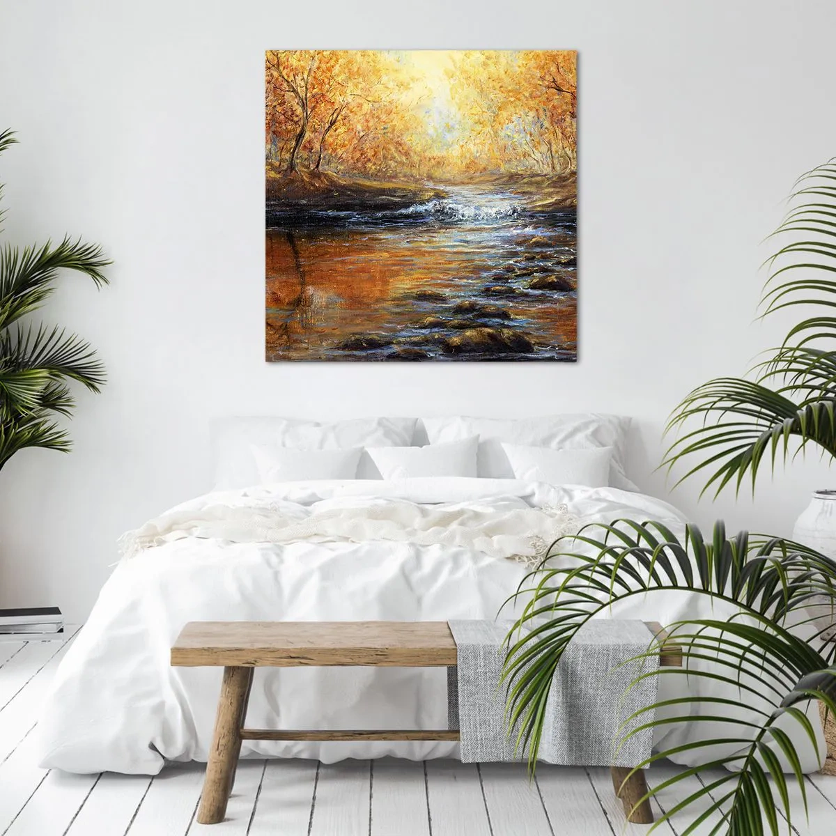 Schilderen op canvas - De gouden stroom - 50x50 cm